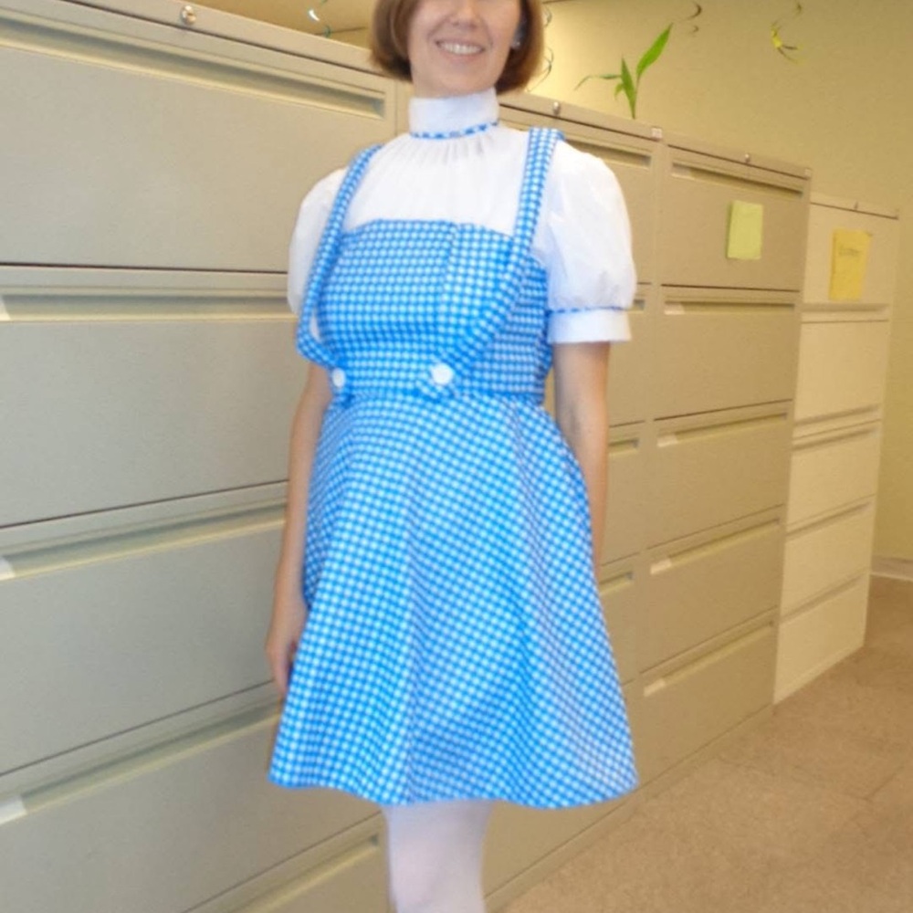 Halloween costume Dorothy Wizard of Oz Blue Gingham Dress size S adult